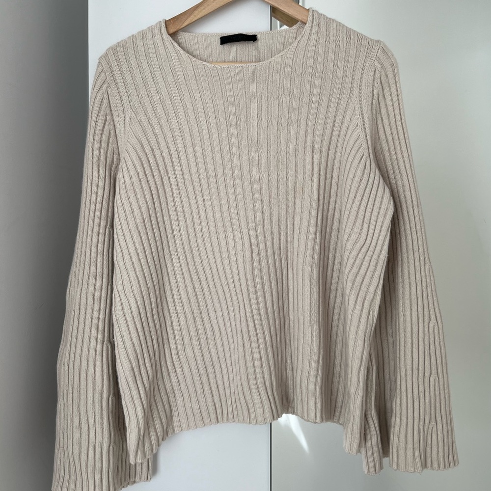 The Row Cashmere & Silk Spring Sweater w/ Bell Flare Sleeves